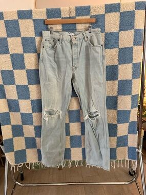 Re/Done Light Blue Distressed Relaxed Jeans
